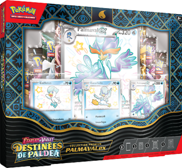 Pok&eacute;mon JCC - &Eacute;carlate et Violet - Collection Premium Destin&eacute;es de Paldea (Miascarade-ex / Fl&acirc;migator-ex / Palmaval-ex - 1x Boite al&eacute;atoire) EV 4.5