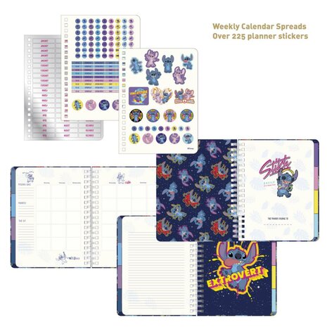 STITCH - Agenda Hebdomadaire Non Daté + Intercalaires + Stickers